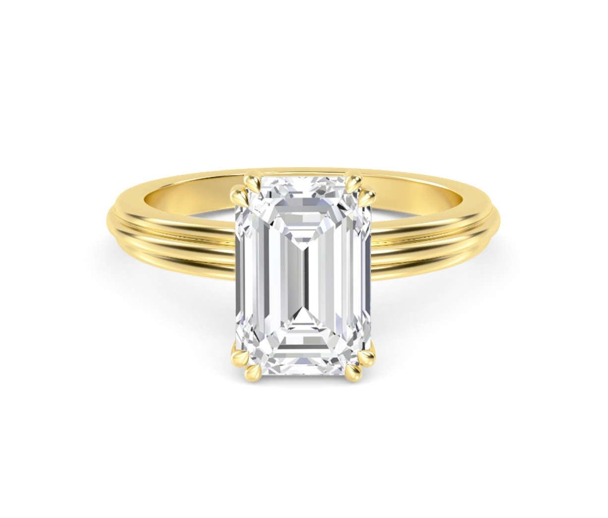Emerald Double Band Solitaire