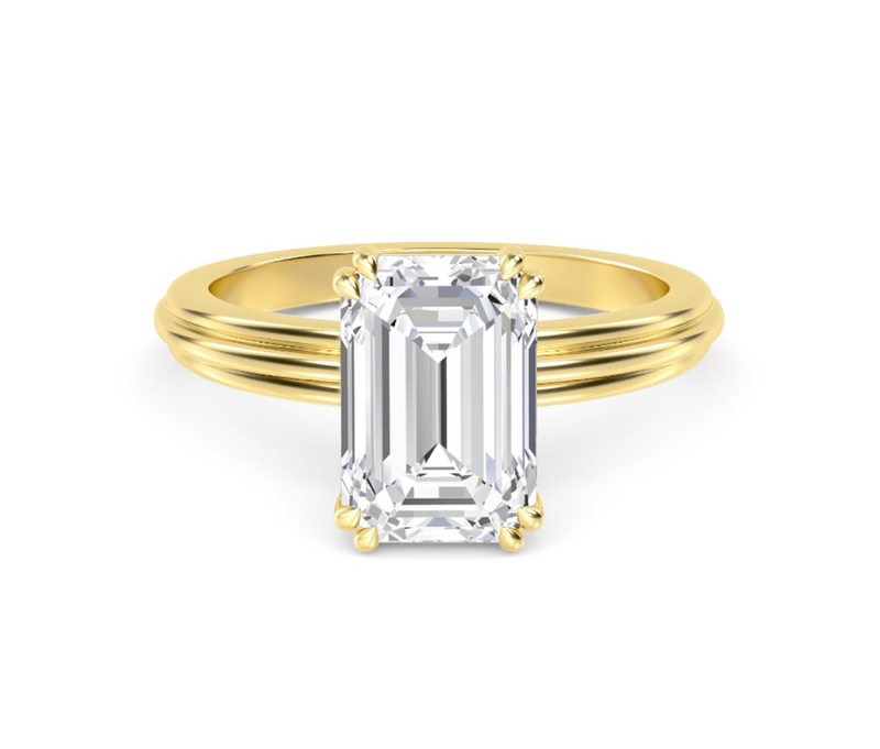 Emerald Double Band Solitaire