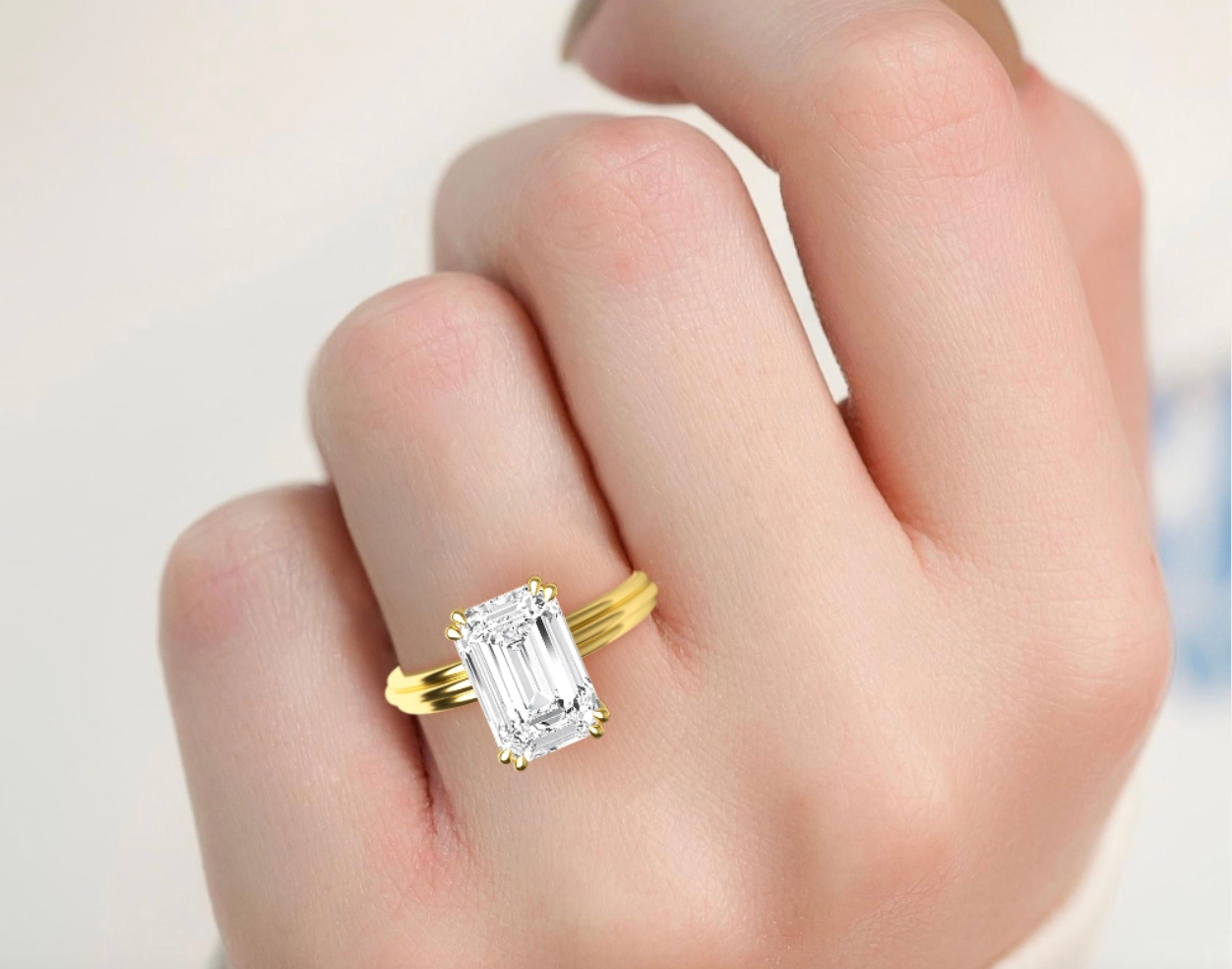Emerald Double Band Solitaire