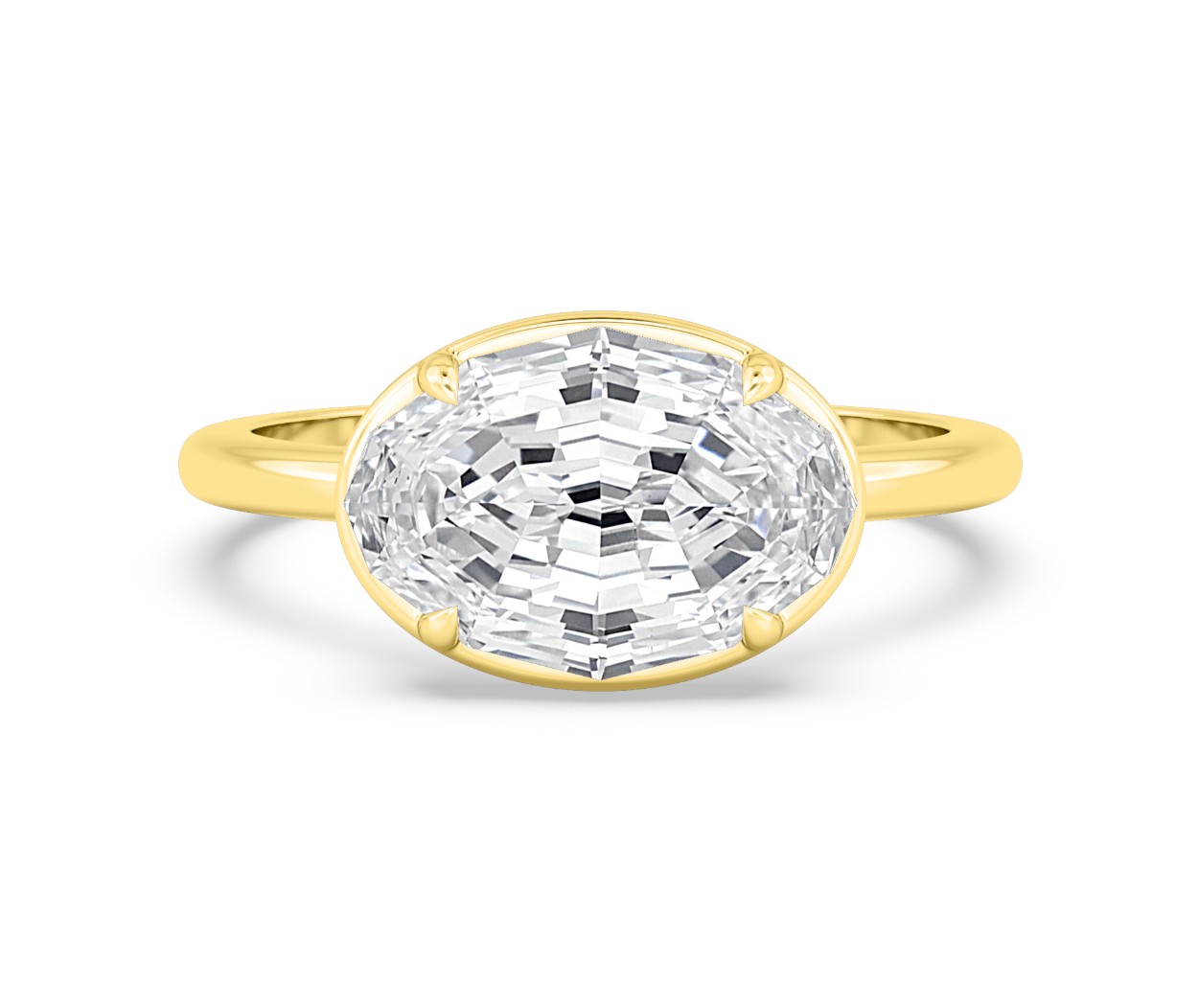 Horizontal Oval Step Cut Solitaire