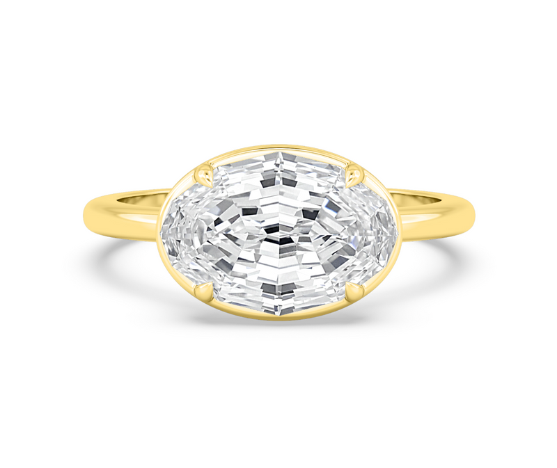 Horizontal Oval Step Cut Solitaire