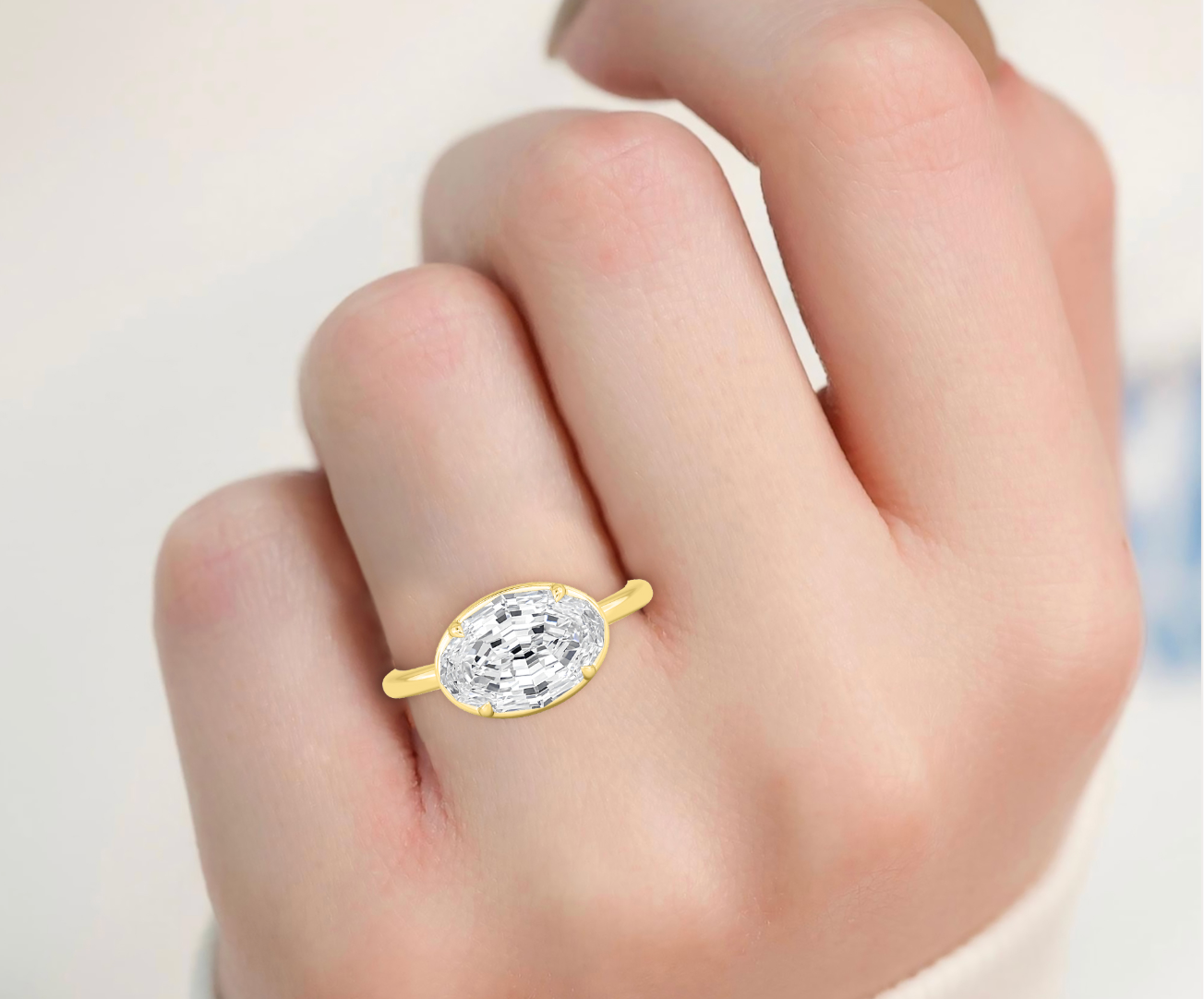 Horizontal Oval Step Cut Solitaire
